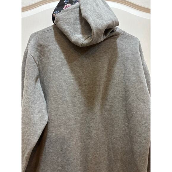 Vans Women M Gray Rose Bud Floral Front Pocket Hoodie Skate Surf Coastal - Picture 6 of 7